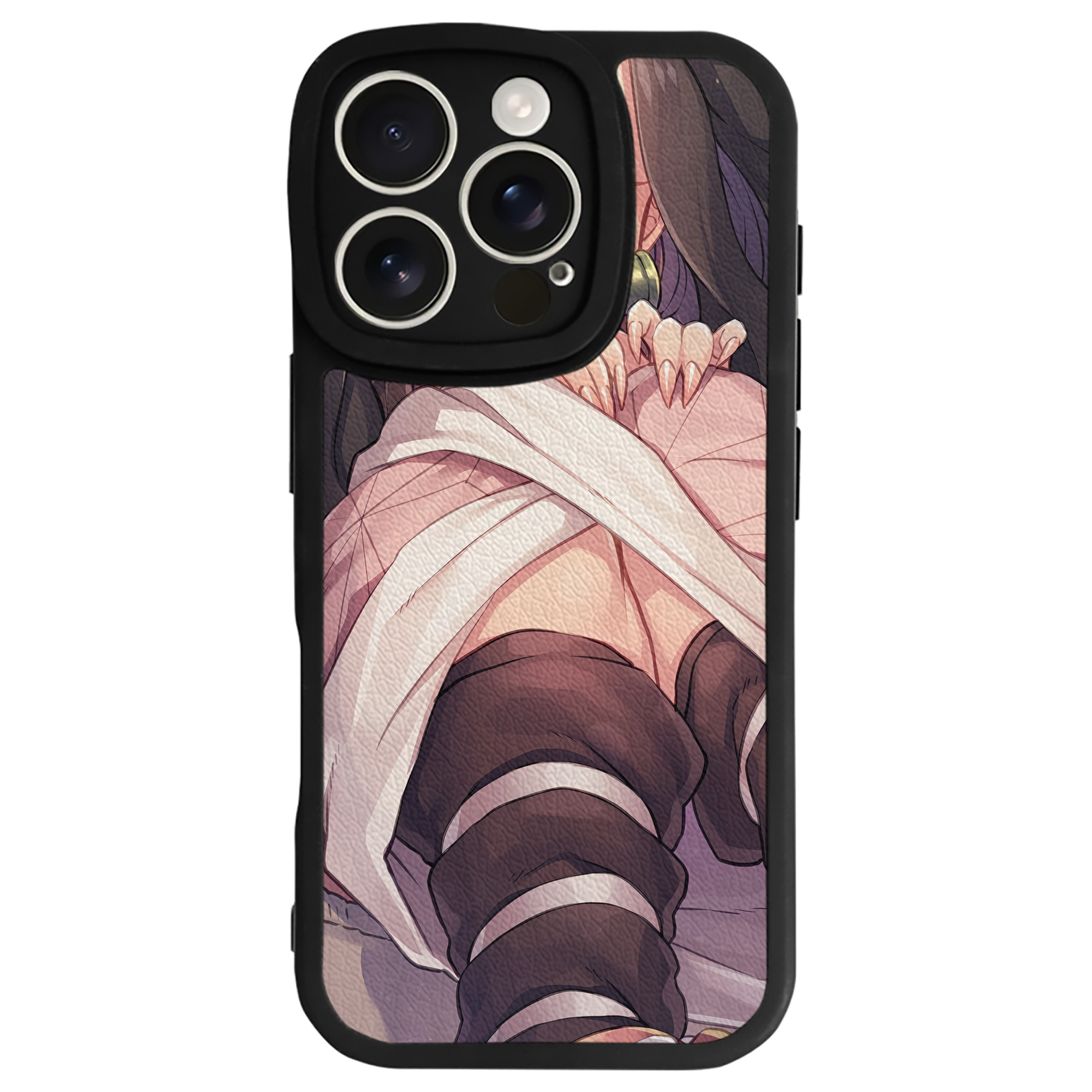 （画像用） 鬼滅の刃（きめつのやいば）竈門 禰󠄀豆子／かまど ねずこ Kamado Nezuko 【iPhone 16シリーズ対応】シリコンスマホケース（レザー調） 材質：シリコン